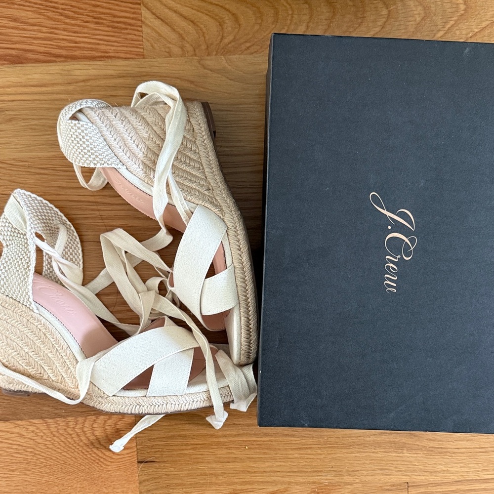 J. Crew Women's Tan and Cream Espadrille Sandals